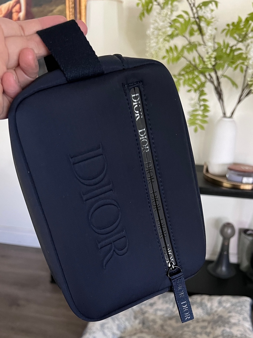 New! Dior Navy Embossed Toiletry Pouch